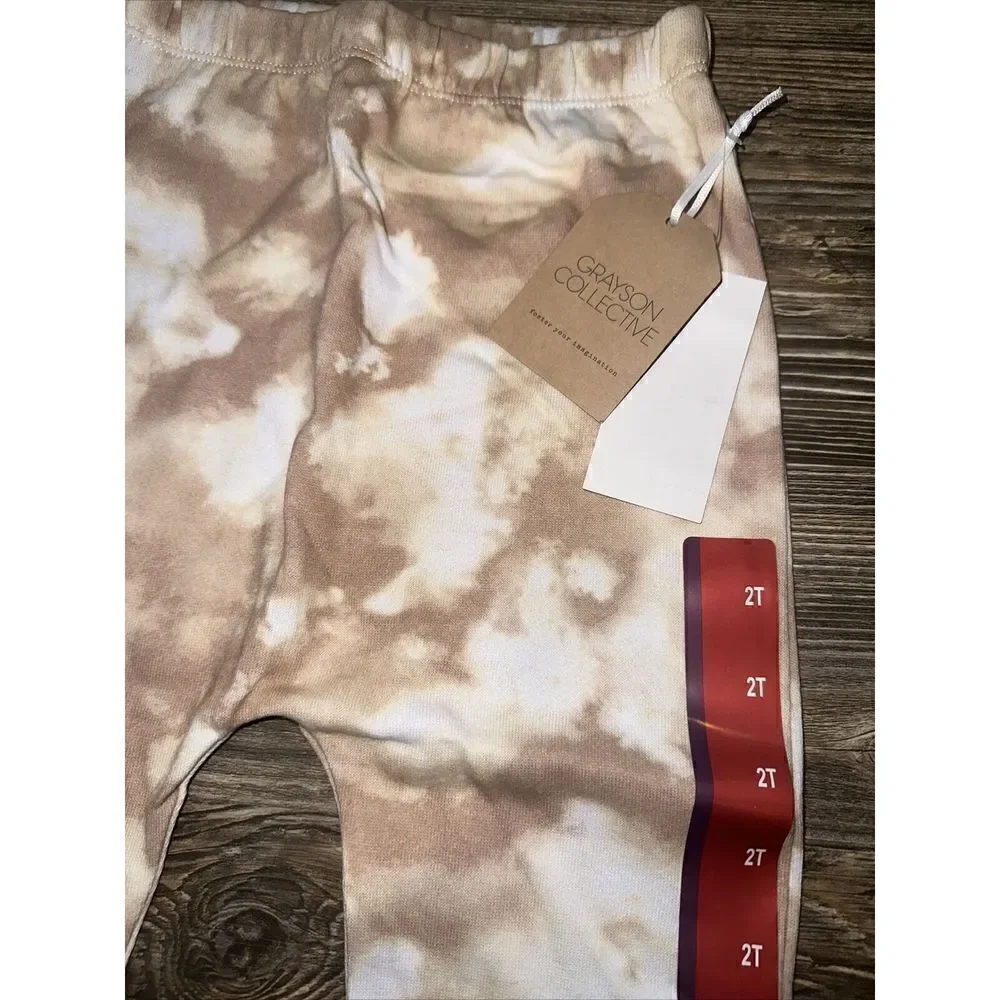 Grayson Collective Toddler Boys French Terry Tie-Dye Jogger Pants Brown 2T. R